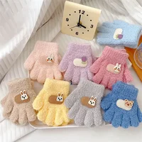 1-3Y Children Gloves Autumn Winter Warm Thicken Boys Girls Baby Riding Mittens Cute Cartoon Kid Kindergarten Five Fingers Mitten 2