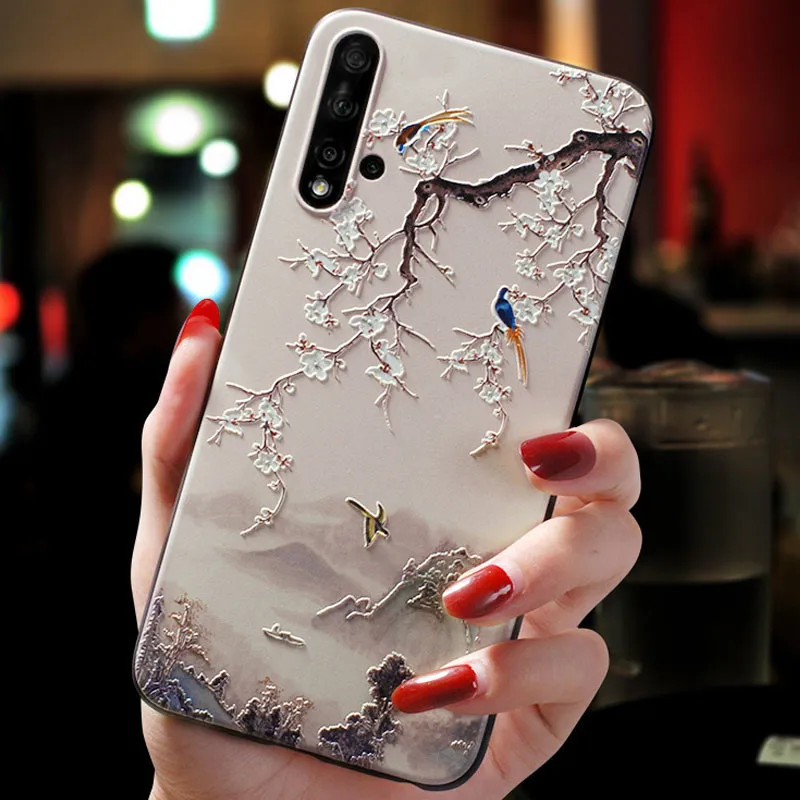 3D Flower Relief Emboss Silicone Case - Enhanced Soft Cover with Floral Design