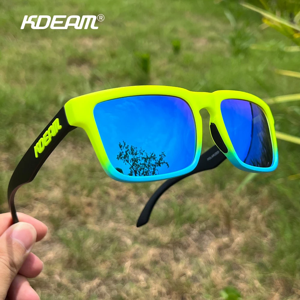 KDEAM-Óculos polarizados para homens, óculos vintage, quadrado, designer de logotipo 3D, ciclismo, bicicleta, direção, marca de luxo