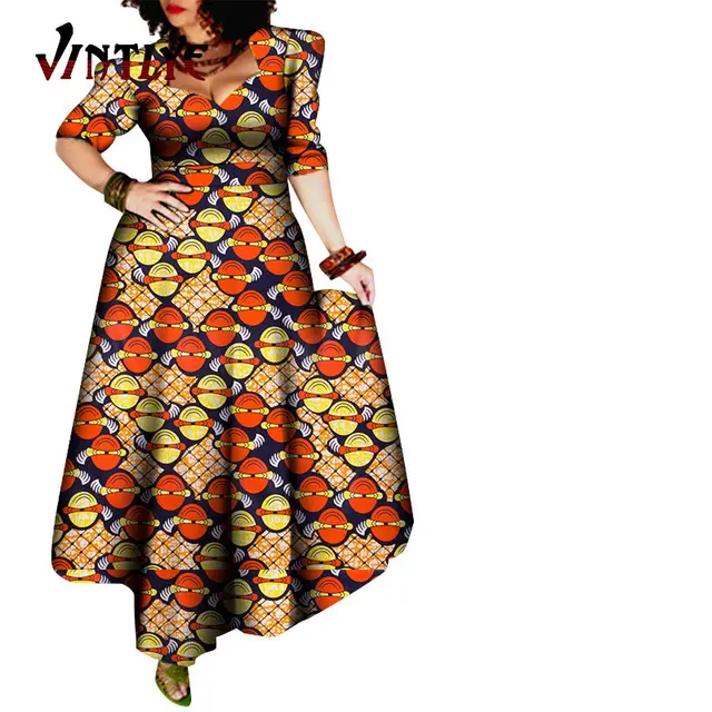 African Style Dresses for Women Elegant Evening Gowns African Party Dress Maxi Ankara Floral Printed Robe Africaine Femme WY092 7