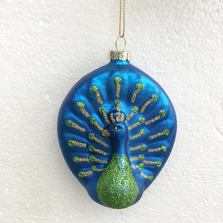 Christmas tree ornaments glass ornaments small pieces shopping mall layout foreign trade export 8cm peacock pattern ball