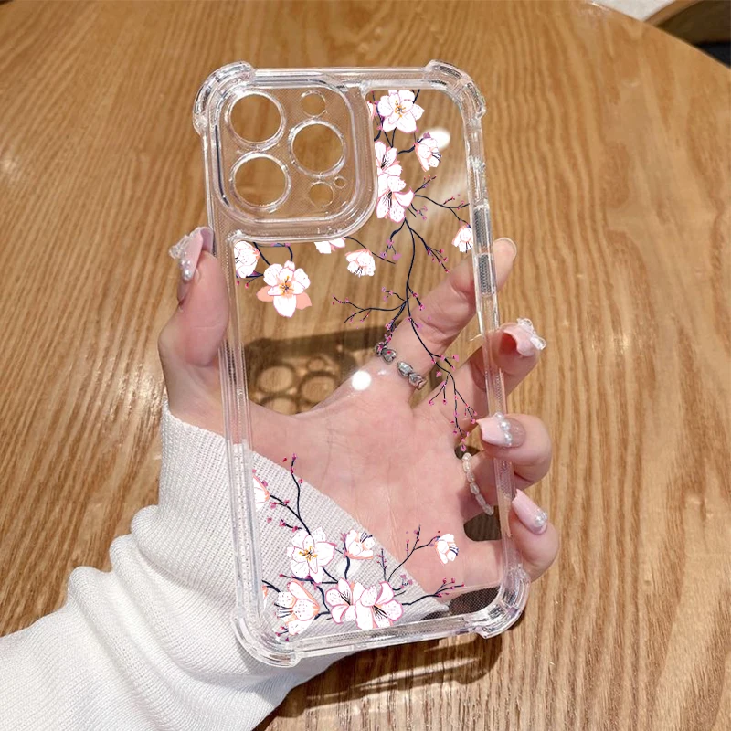 Delicate Flower Transparent Phone Case - Elegant Protective Cover