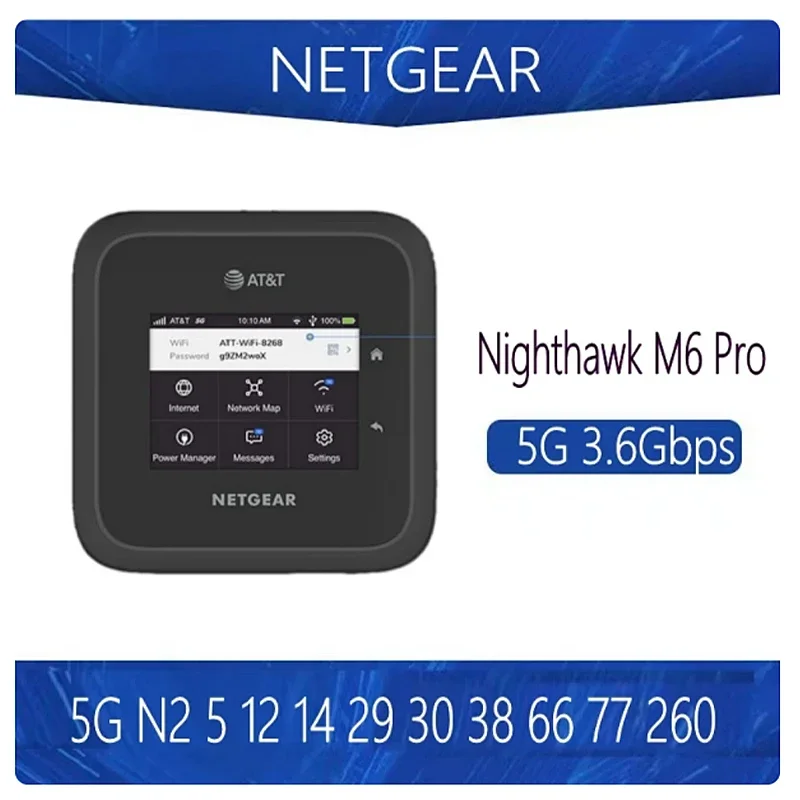 

Unlocked Netgear Nighthawk MR6500 M6 Pro Unlocked WiFi Router Global 5G Band mmWave Sub6 WiFi6e 3.6Gbps 2.5G Ethernet Port SDX65