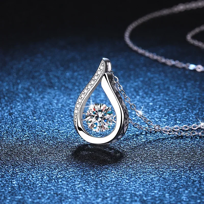 1 Carat Moissanite Pendant Necklace For Women Party 925 Sterling Silver Diamond Neck Chain pendant necklace,moissanite necklace