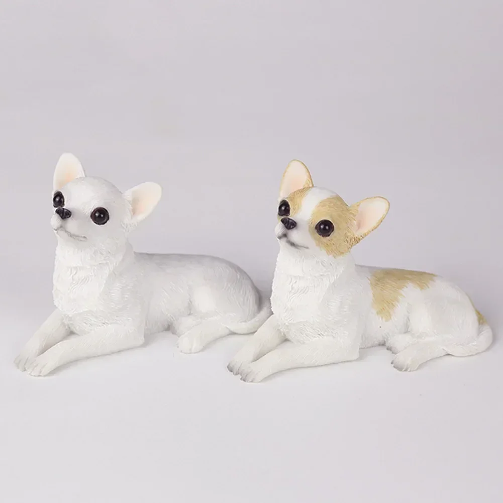 Realistische Sitzende Chihuahua Gartendekoration – Harz, Frostbeständig, 8x4x5,2 Cm, Schwarz