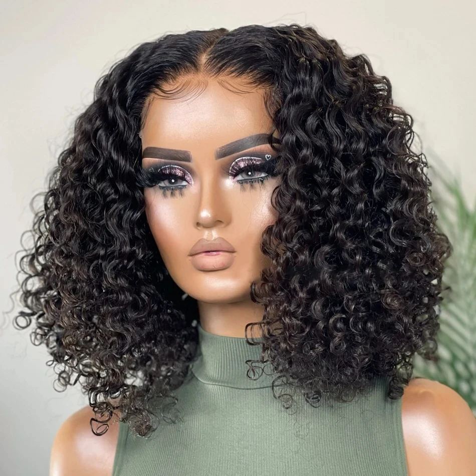 

Short Curly Bob Brazilian Human Hair Lace Front Wigs 13X4 Lace Frontal 4x4 Closure Deep Wave Wig For Black Women