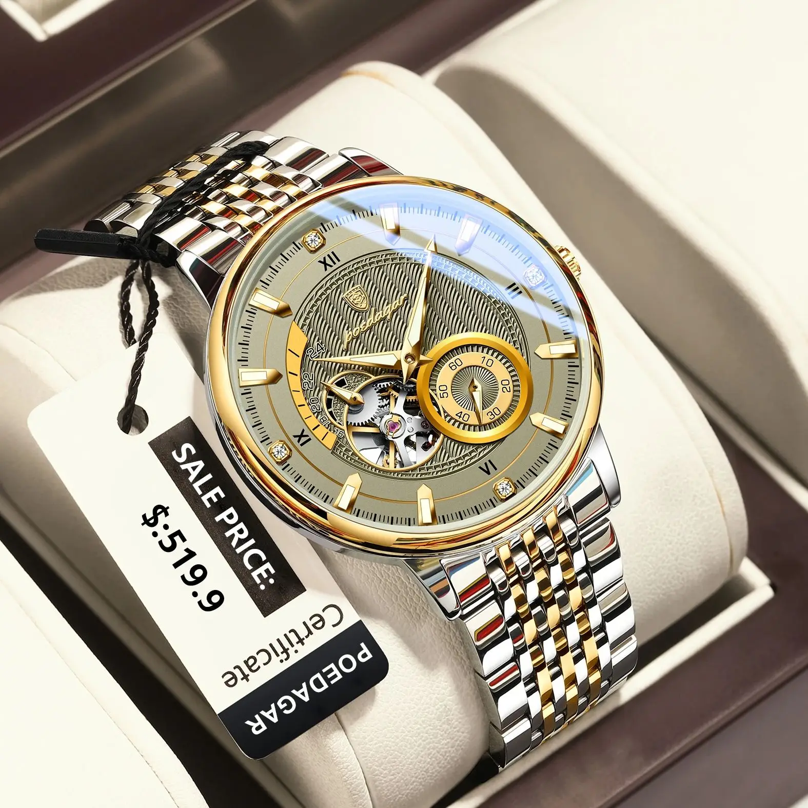 mechanical watch Luxury Men Clock Luminous Hollow Tourbillon Automatic Man Wristwatch Mechanical Stainless Steel Men's Watches Reloj