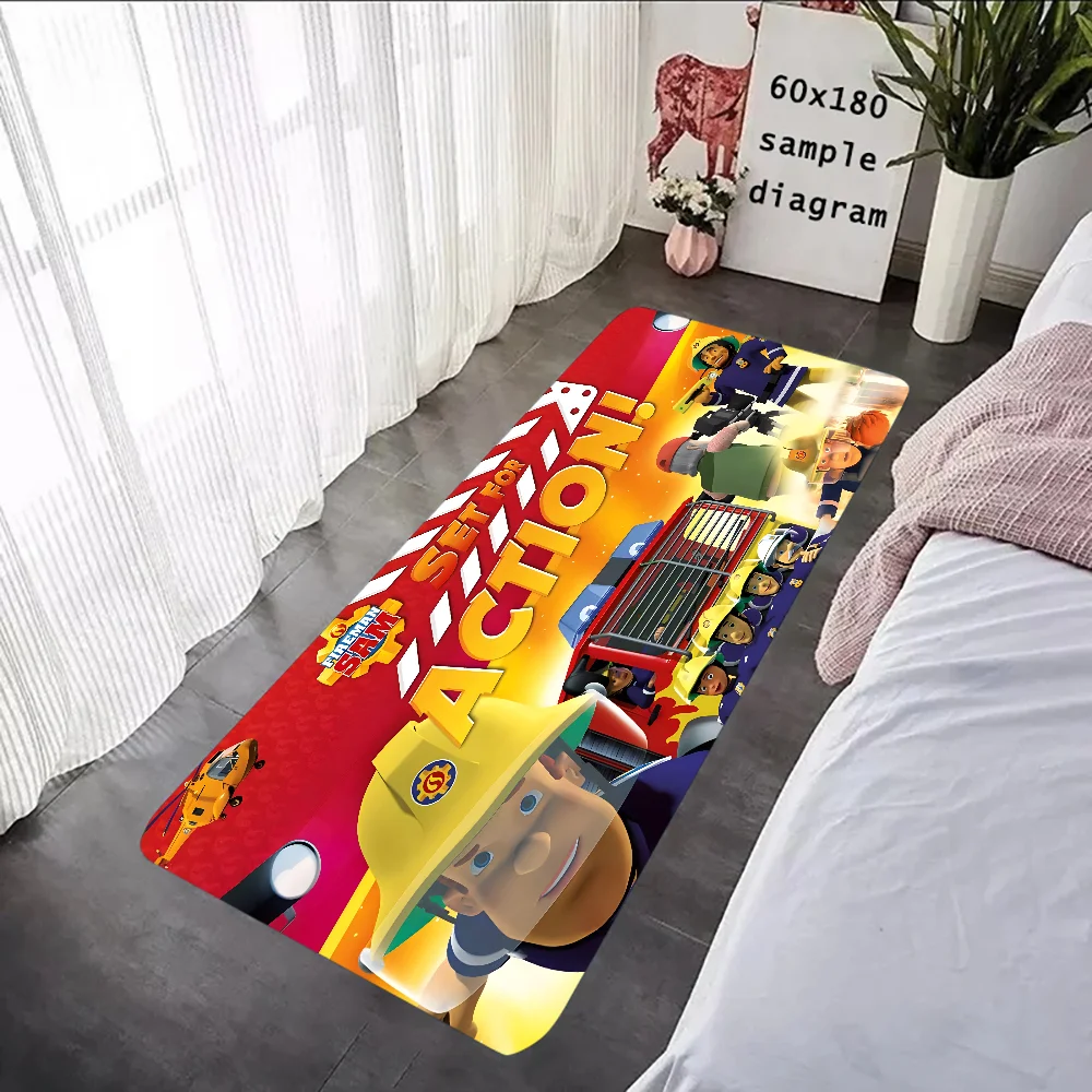 

N-Animated Fireman Sam Floor Mat Graphic Printed Flannel Doormats For Bathroom Kitchen Entrance Carpet Home Decor