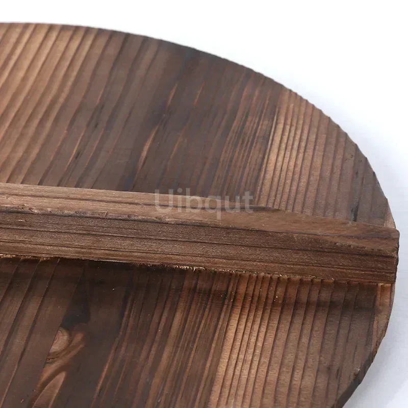 Wooden Pot Cover Wok Lid Handmade fir anti-scalding hypotenuse iron wood lid iron wok wooden pan wooden pot lid