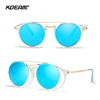 KDEAM Happy Clip On Sunglasses Men Removable Round Glasses Steampunk Women Carve Design Sunglass With Brand Box