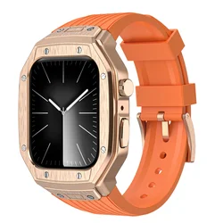 Deluxe Metal Case and TPU Strap Set for Luxury Watch Enhancement (OrangeRG)
