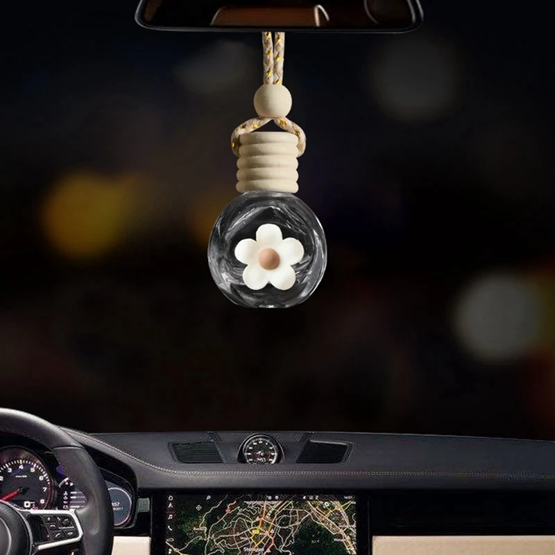 1 Pz Vetro Orso Ciondolo Auto Profumo Mini Bottiglie Di Profumo Con Coperchio In Legno Bottiglia Di Vetro Smerigliato Contenitore Di Olio Essenziale P