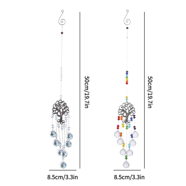 Crystal Sun Catchers Prisms Window Wind Chiem Színes Lánc Függő Medál Dekoráció Élet Fa Alakja Otthoni Kerti - Image 6