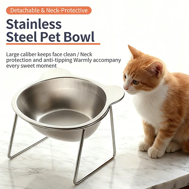 Elevated Stainless Steel Cat Bowl 2