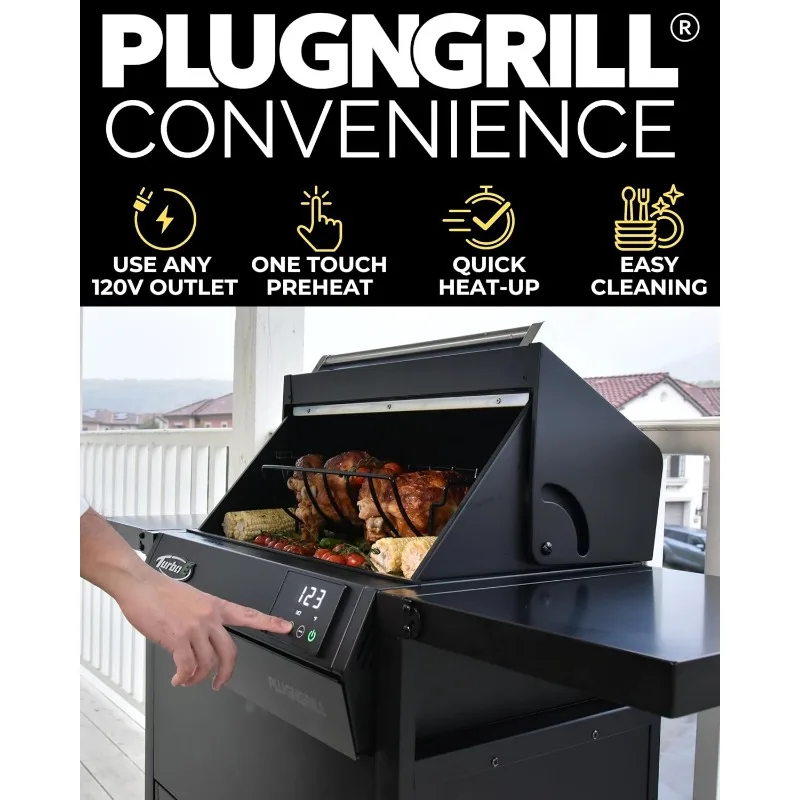 Outdoor Electric Grill , 1700W - 24-Inch Smart BBQ Grill with Probe & Digital Display for Precise Cooking & Searing 4