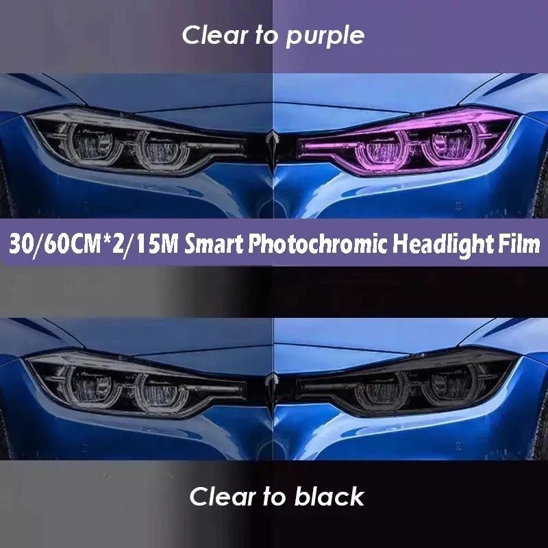Tpu Ppf Inteligente Photochromic Headlight Protection Film para Qualquer Lâmpada do Carro Decoração Styling Preço de Atacado de Fábrica 30cm 60cm