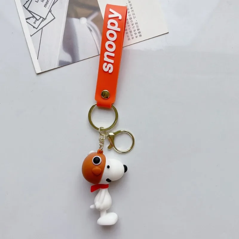 Snoopy Woodstock Charlie PVC Keychain Cute Cartoon Couple Chain Soft Rubber Small Pendant Key Ring Gift Decoration Accessories 4