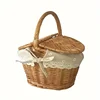 Hand-woven rattan basket with lining - Rattan storage container, suitable for outdoor dining and home decoration 6