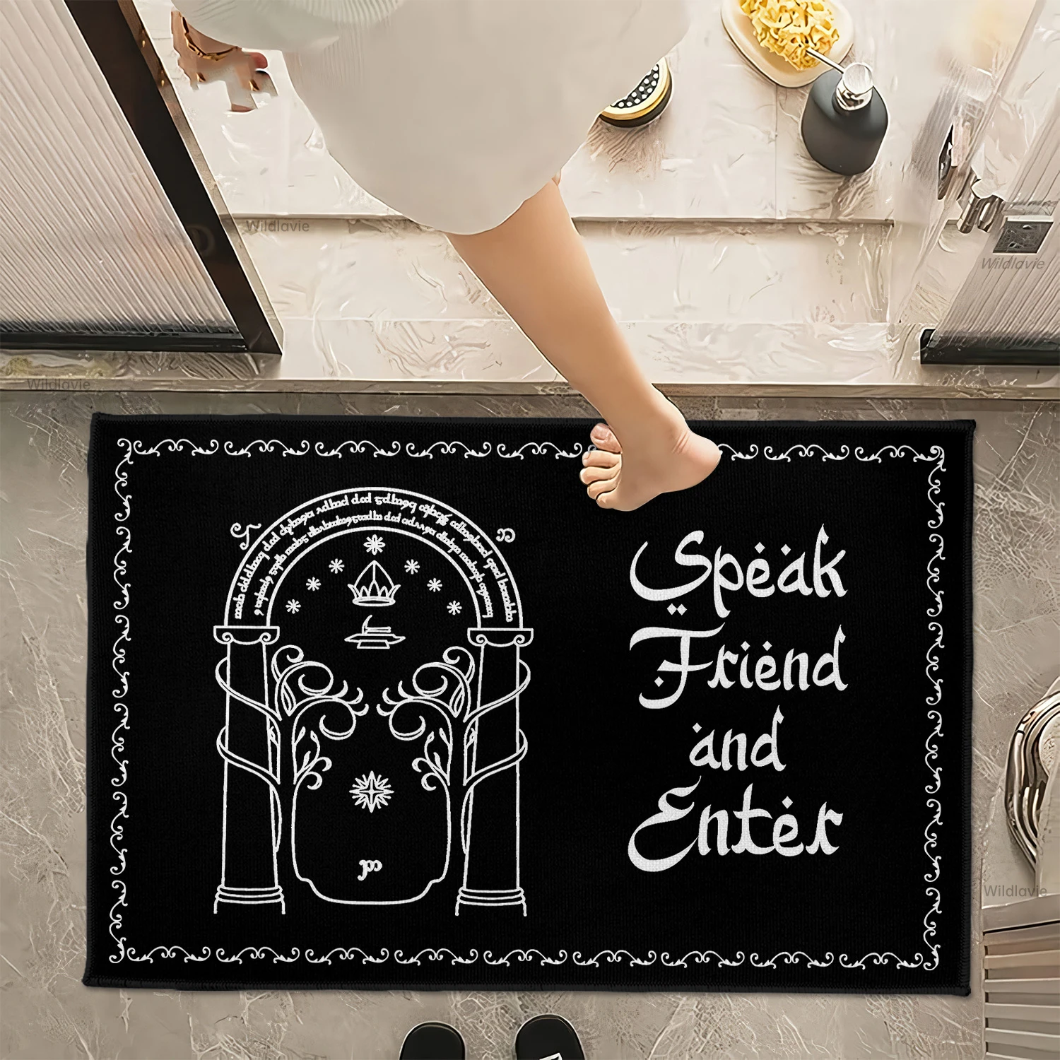 Description Picture 5 of itemSpeak Friend and Enter Doormat Non-Slip Bathroom Kitchen Mat Garden Garage Door Floor Entrance Carpet Rug