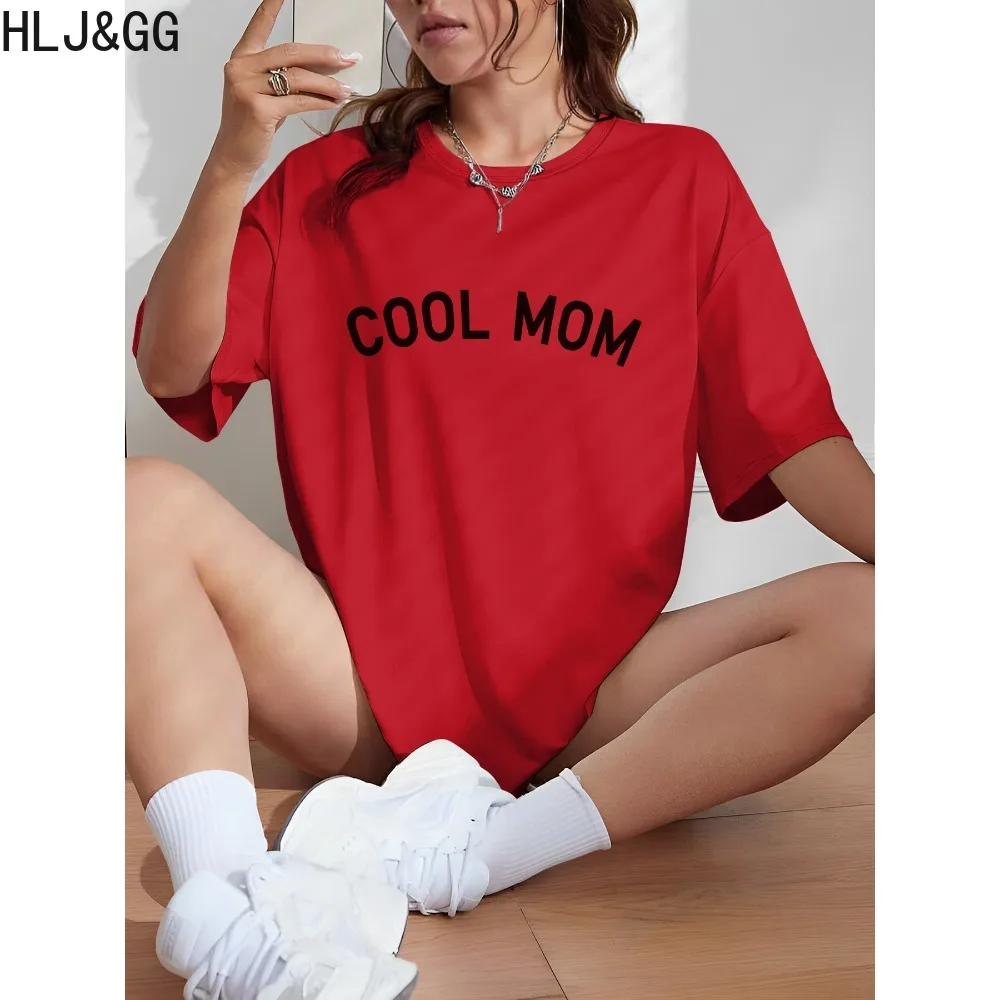 

HLJ&GG Summer New Letter Print Tops Women Round Neck Short Sleeve Loose Tshirts Casual Female Harajuku Style Matching Streetwear