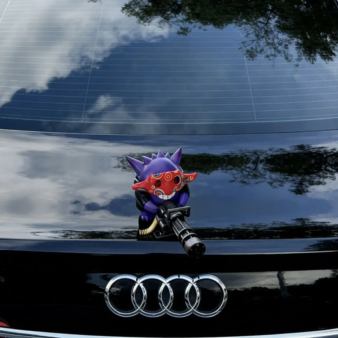 Ornamento per Auto Pokemon Gengar Minigun, Statuetta Anime Gengar Mascherato, Decorazione per Cruscotto e Console Centrale Auto, Regalo - immagine 4