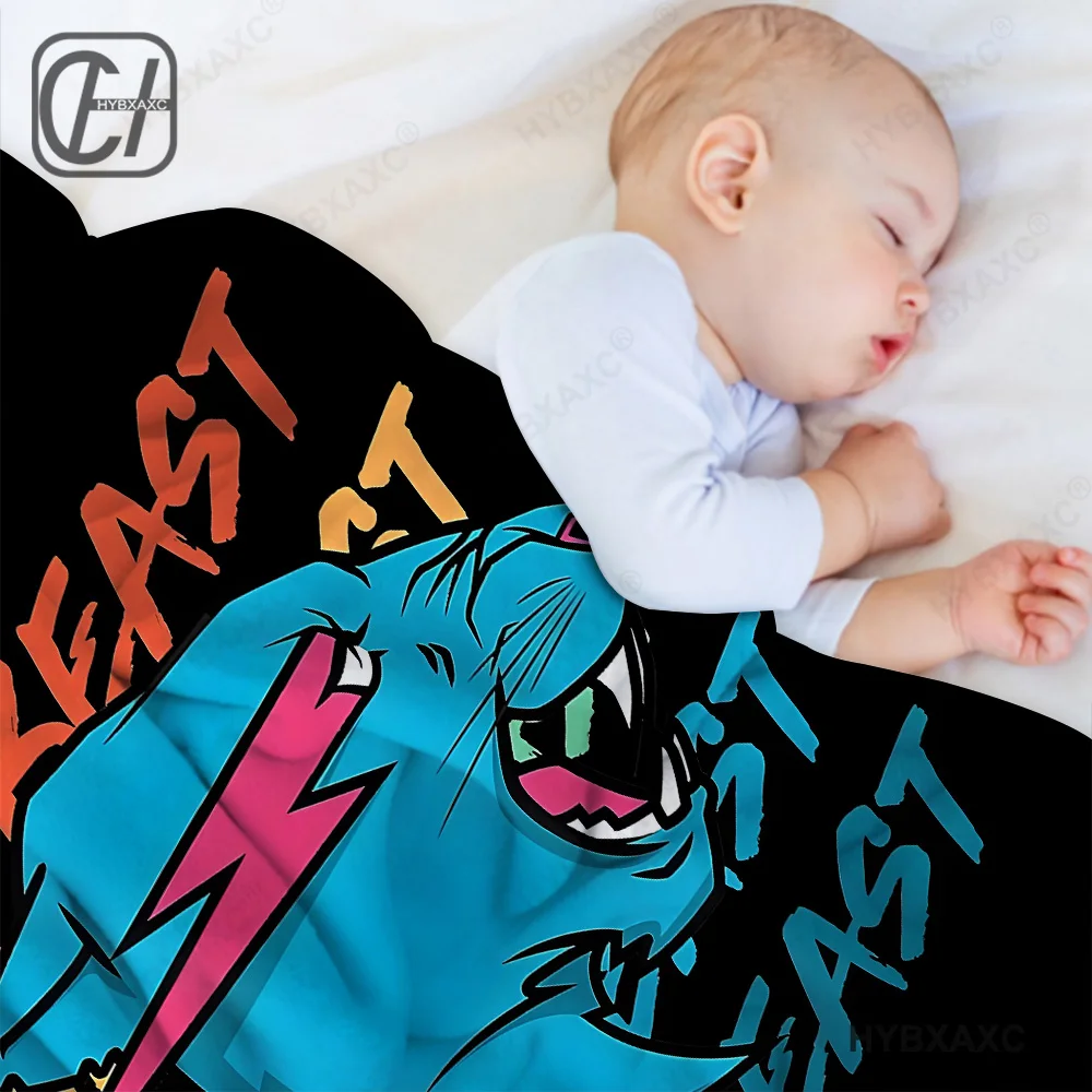 Retro Vintage Mr Game Blanket Fleece All Season Funny Mr Gaming Beast Portable Throw Blanket for Bed Car Plush Thin Quilt 3