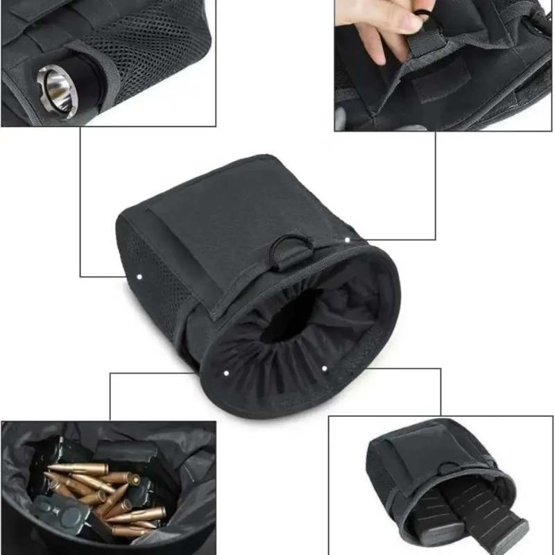 Outdoor Drawstring Magazine Dump Pouch Adjustable Utility Belt Fanny Hip Holster Bag Ammo Storage