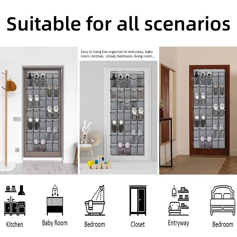 12/24 Pocket Shoes Organizer Rack Hanging Bag Wall Mounted Shoe Holder Hanging Over the Door Behind Closet Organizer Storage Bag 4