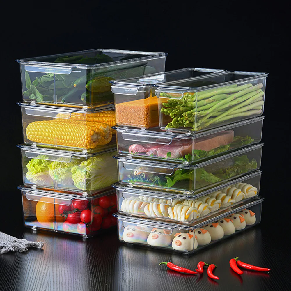 5 Sizes Plastic Transparent Fridge Storage Box Stackable Kitchen Cupboard  Cabinet Organizers Food Container Spice Organizer - AliExpress