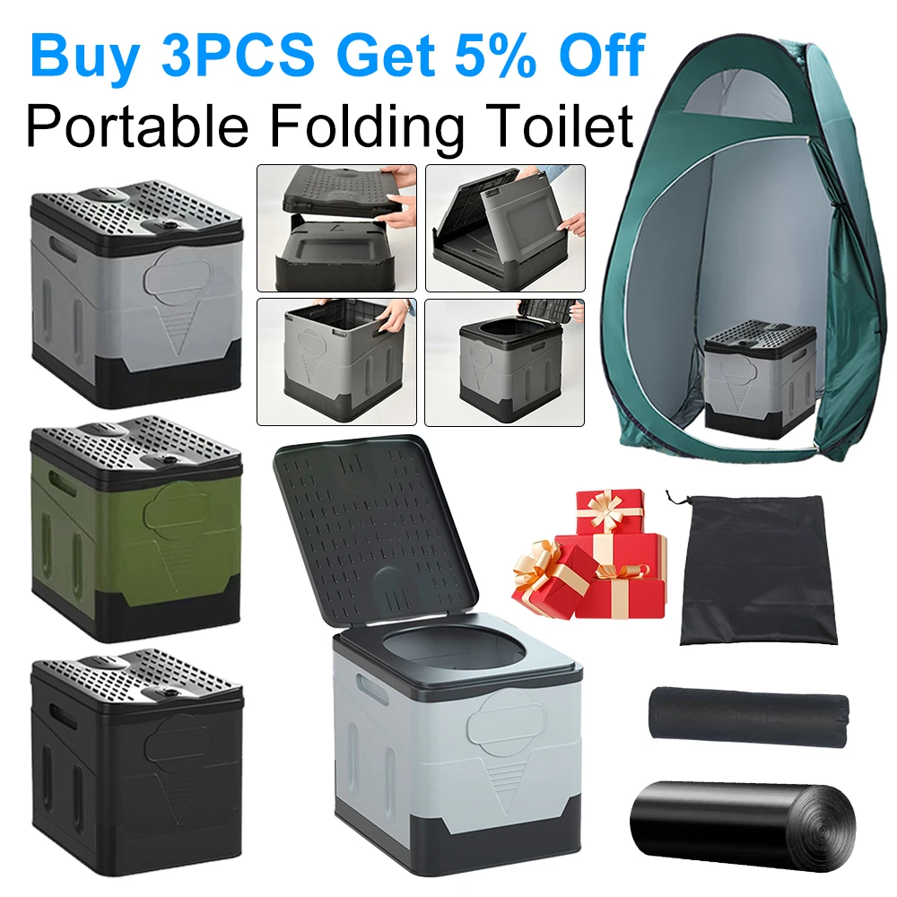 Portable Folding Toilet for Outdoor Camping Potty for Adults Kids Cover Design Seat Toilet Reusable Toilet for Picnic Car Travel