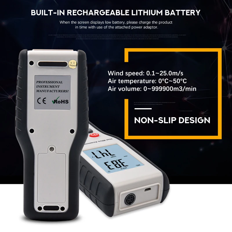 HTI HT-9829 High Sensitivie Digital Portable Wind Speed Meter Hot Wire Thermal A