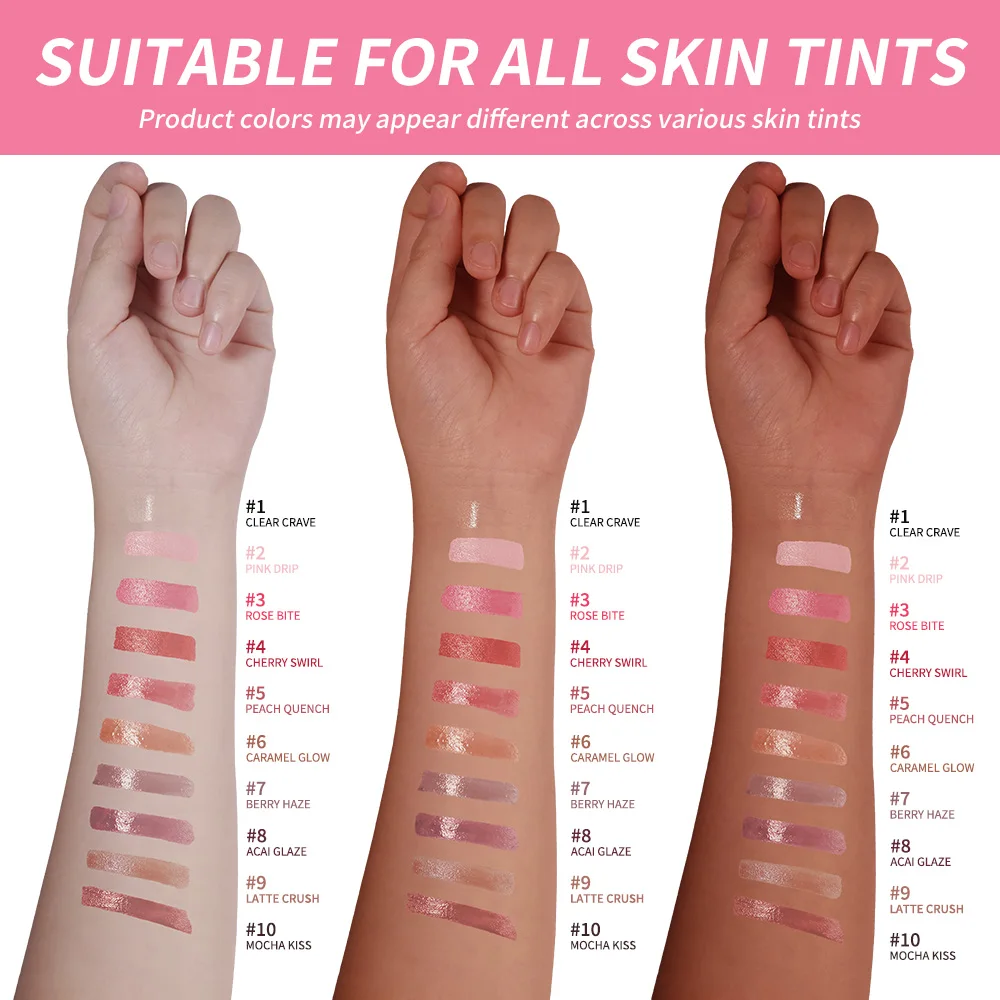 Glossy Hydrating Lip Balm - 24HR Long-Lasting Moisturizing Treatment with Plumping Effect in 10 Shades