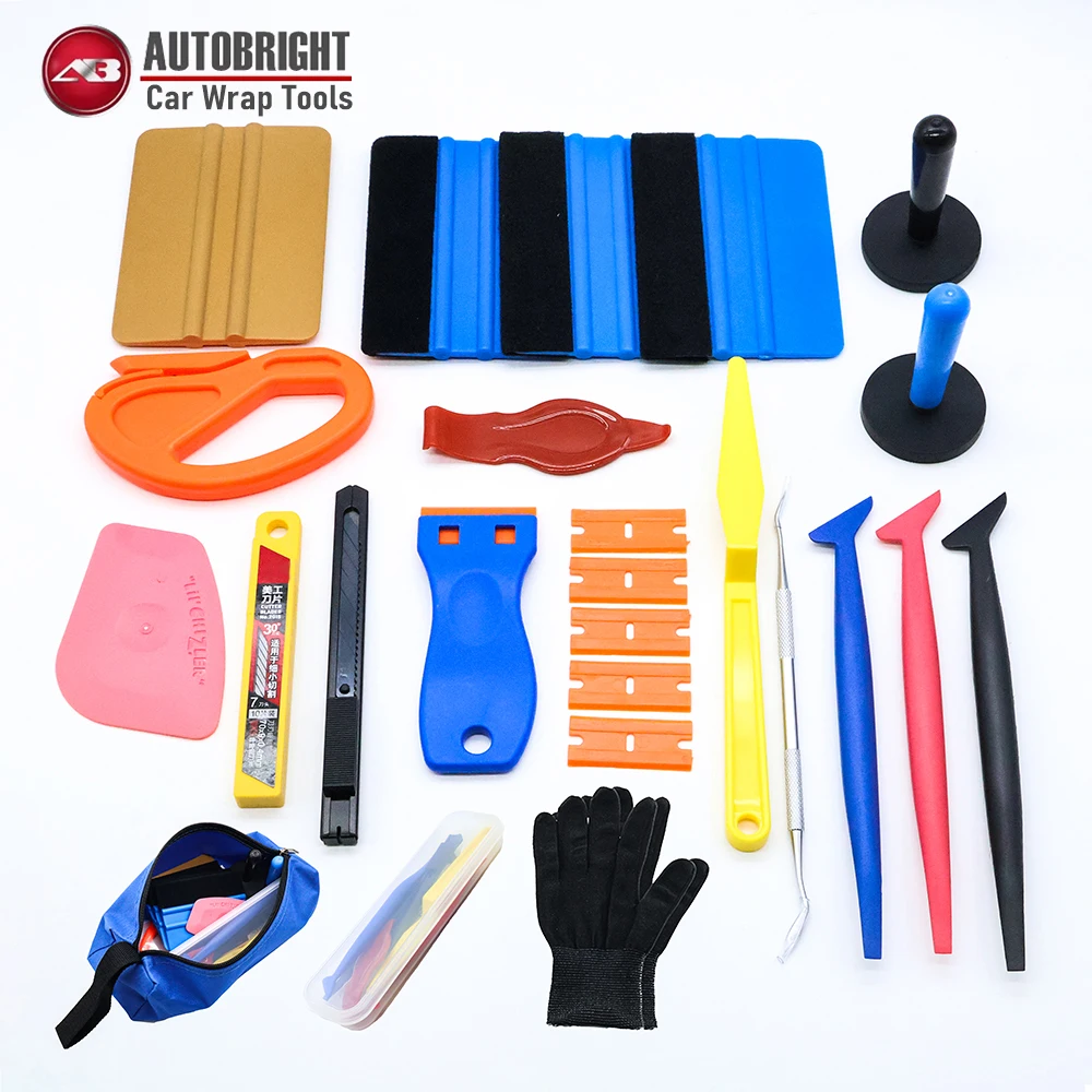 26-Piece Professional Car Wrap Tool Set Scrapers Film Cutting Knife Positioning Film Application Tools Gloves