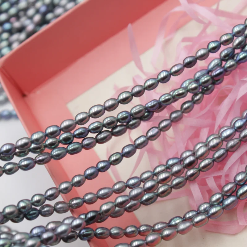 

Жемчужное ожерелье 5-6 мм рисовые Серебристые серые жемчужины культивированные жемчужины Сделай Сам изящные подарки на день матери Незаконченные