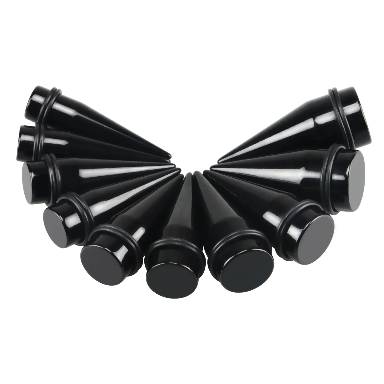 

Pair of Acrylic ear tapers plug gauges stretchers body piercing jewelry for women men 2g-24mm black white