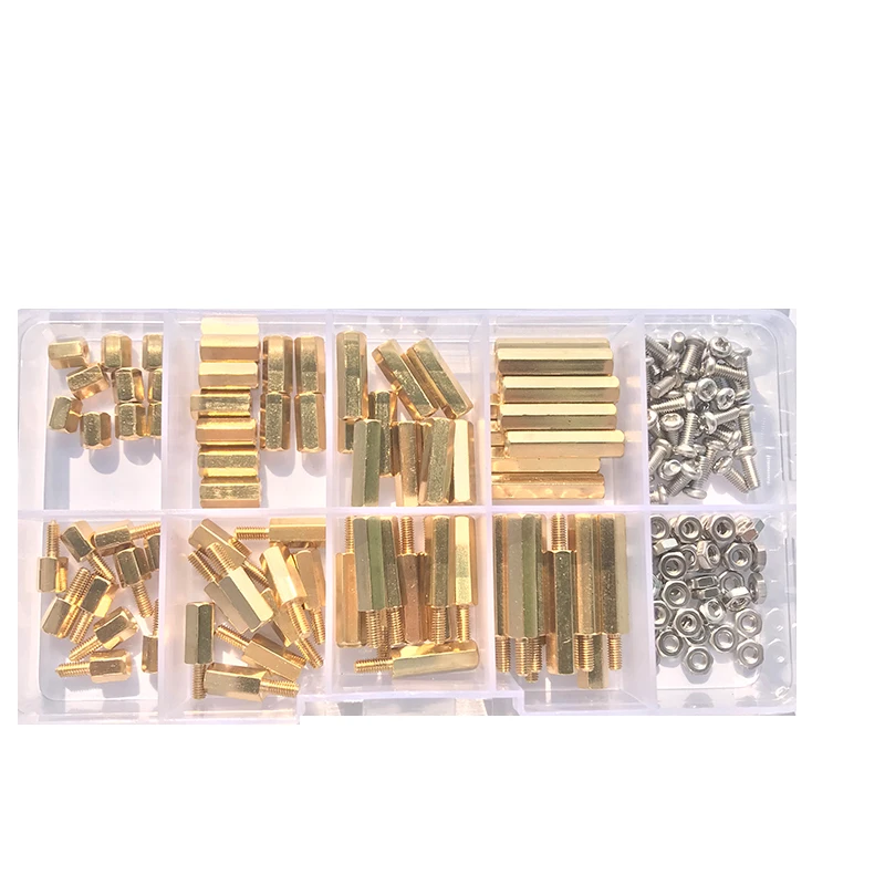 160/300pcs M2.5 Hex Brass Standoff PCB Motherboard Spacer Stainless Steel Screw Nut Thread Pillar Mount Male Female Spacer Bolt