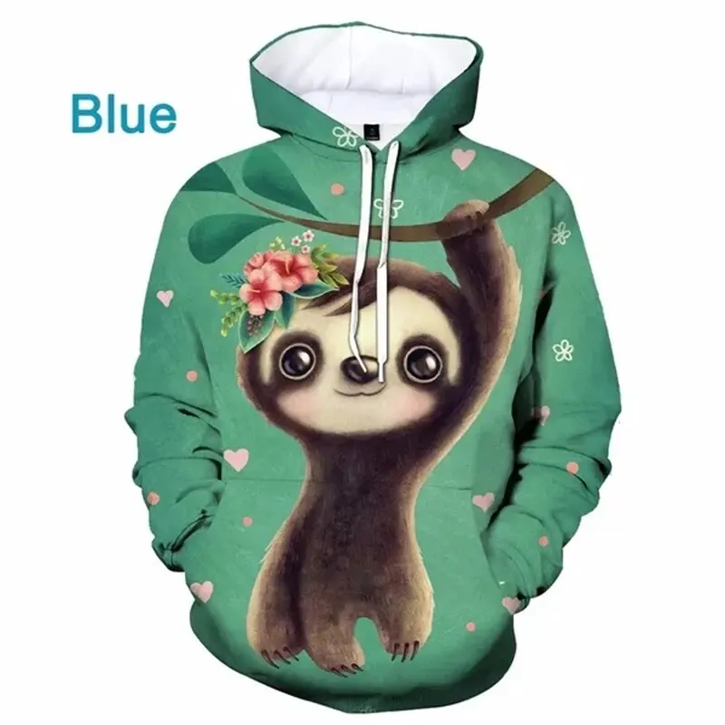 thumbnail image 1 of Sudadera con capucha con estampado 3D de animales perezosos para hombre, sudadera informal de gran tamaño, sudadera con capucha de manga larga para hombre y mujer, ropa de calle, 1 of 5