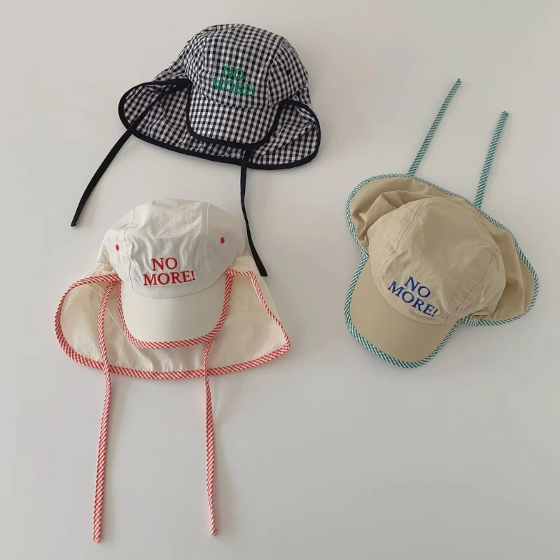Baby Hat Head Protection Headgear Kids Sun Hat Breathable Kids Sun Cap For Summer Quick-Drying Sun-Protective Beach-Hat With Neck Flap Thin Fisherman Hat