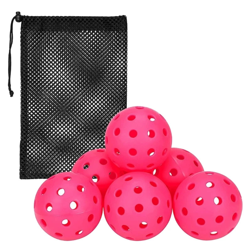 G92F Pickleball Balls 6 Pack with Mesh Bag Outdoor Pickle Balls Sets Consistent Bounce Durability
