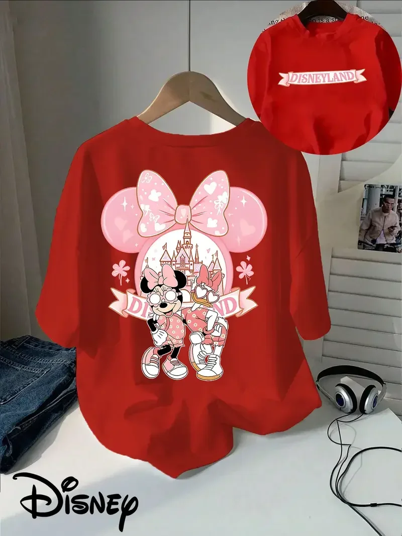 뉴 썸머 허니 자르 - 디즈니 미키 미니 패턴 코튼 편안한 루즈핏 반팔 남아 및 여아 티셔츠