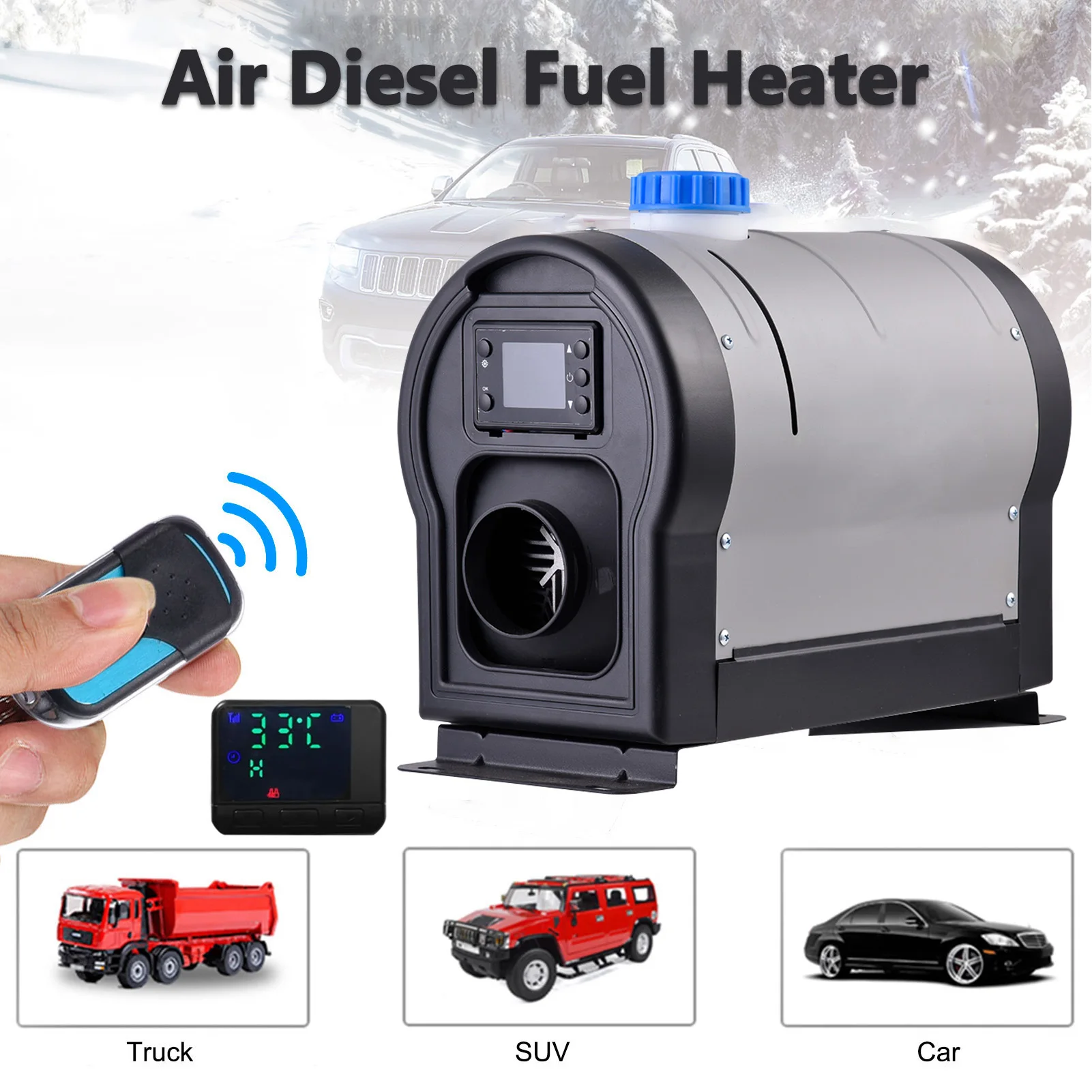 

All InDiesel Air Car Heater Host 5/8KW Adjustable 12V/24V LCD English Remote Control Integrated Parking Heater Machine