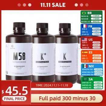 Resione 1KG K PLUS Tough ABS Like 3d Printer Photopolymer Resin 405nm For LCD SLA DLP Elegoo Anycubic Resin 3d Printer
