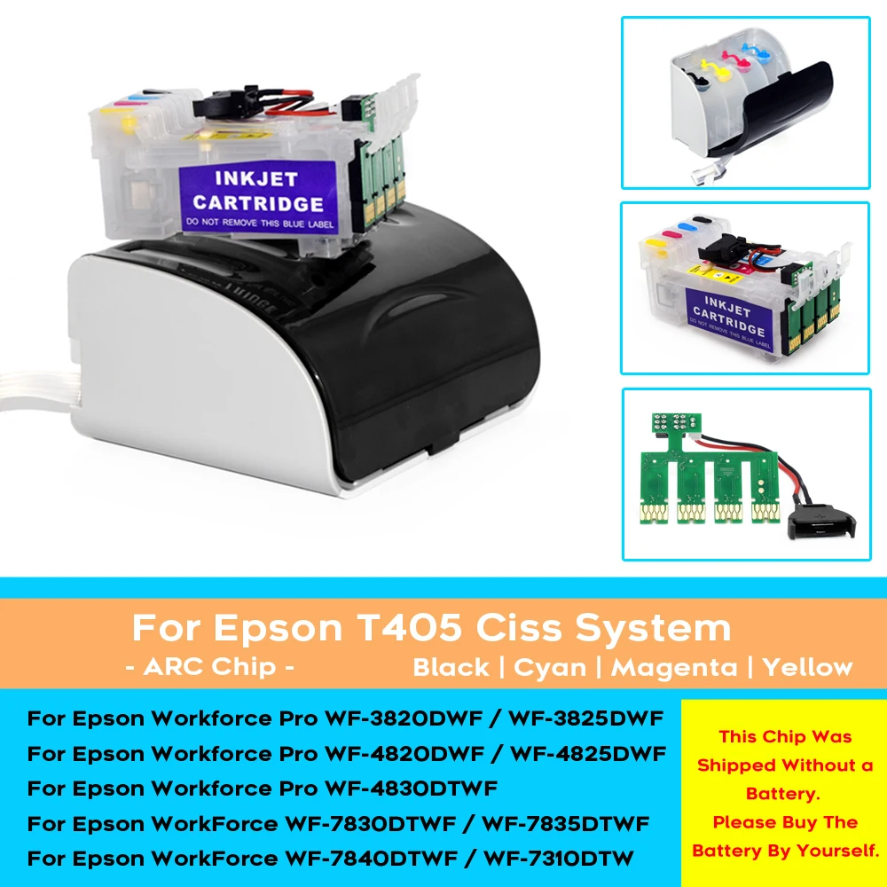 Impressora Ciss Europa com Chip de Reposição Automática Apto para Epson Workforce wf 7830 7835 7840 7310 3820 3825 4820 4825 4830 T405xl Sistema Ciss - Imagem 5
