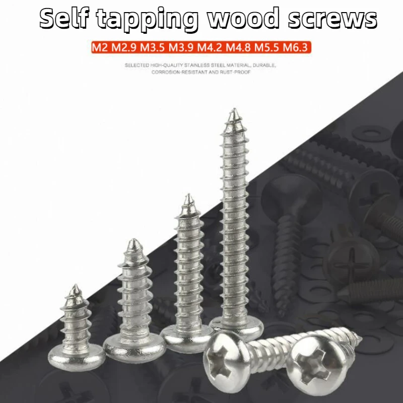 5 50pcs M2 M2 9 M3 5 M3 9 M6 3 GB845 304 A2 70 Stainless Steel Cross 5-50pcs-m2-m2-9-m3-5-m3-9-m6-3-gb845-304-a2-70-stainless-steel-cross