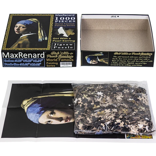 MaxRenard 성인용 직소 퍼즐 1000 조각과 Jan Vermeer의 소녀 진주 귀걸이가 어우러진 환경 친화적인 종이로 만든 크리스마스 선물