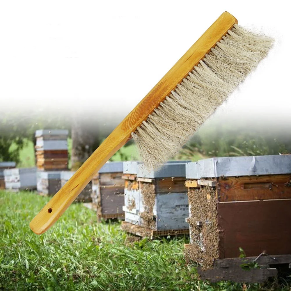 Beekeeping Tools Wood Honey Brush Wasp Bee Sweep Beekeeping Equipment Horse Tail Hair New Bee Brush For Cleaning Apiculture