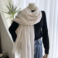 Cotton Linen Solid Color Scarf Female Summer Sun Protection Medium Length Gauze Japanese Korean Beach Scarves Tourism Shawl 2