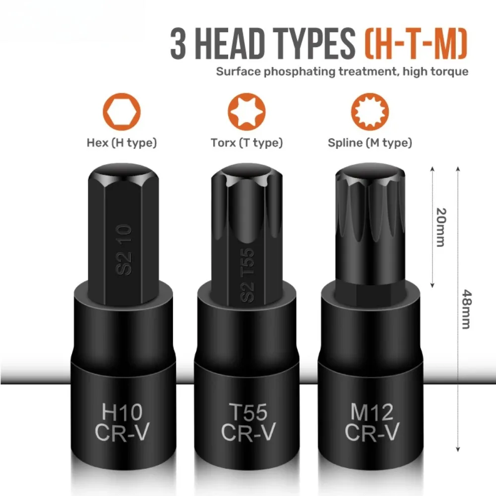 10pcs 3/8'' Chrome Vanadium Alloy Steel Hexagonal Socket Set Auto Professional Repair Socket Tool with Red Case freeshipping