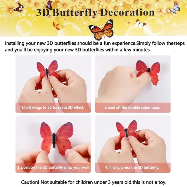 Glow In The Dark 3D Butterfly Wall Stickers 12 to 120pcs 23