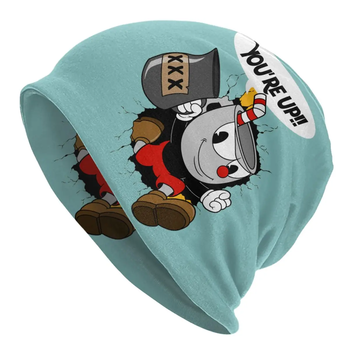 

Cuphead Bonnet Hats Fashion Knitting Hat For Women Men Winter Warm Cartoon Game Mugman Skullies Beanies Caps